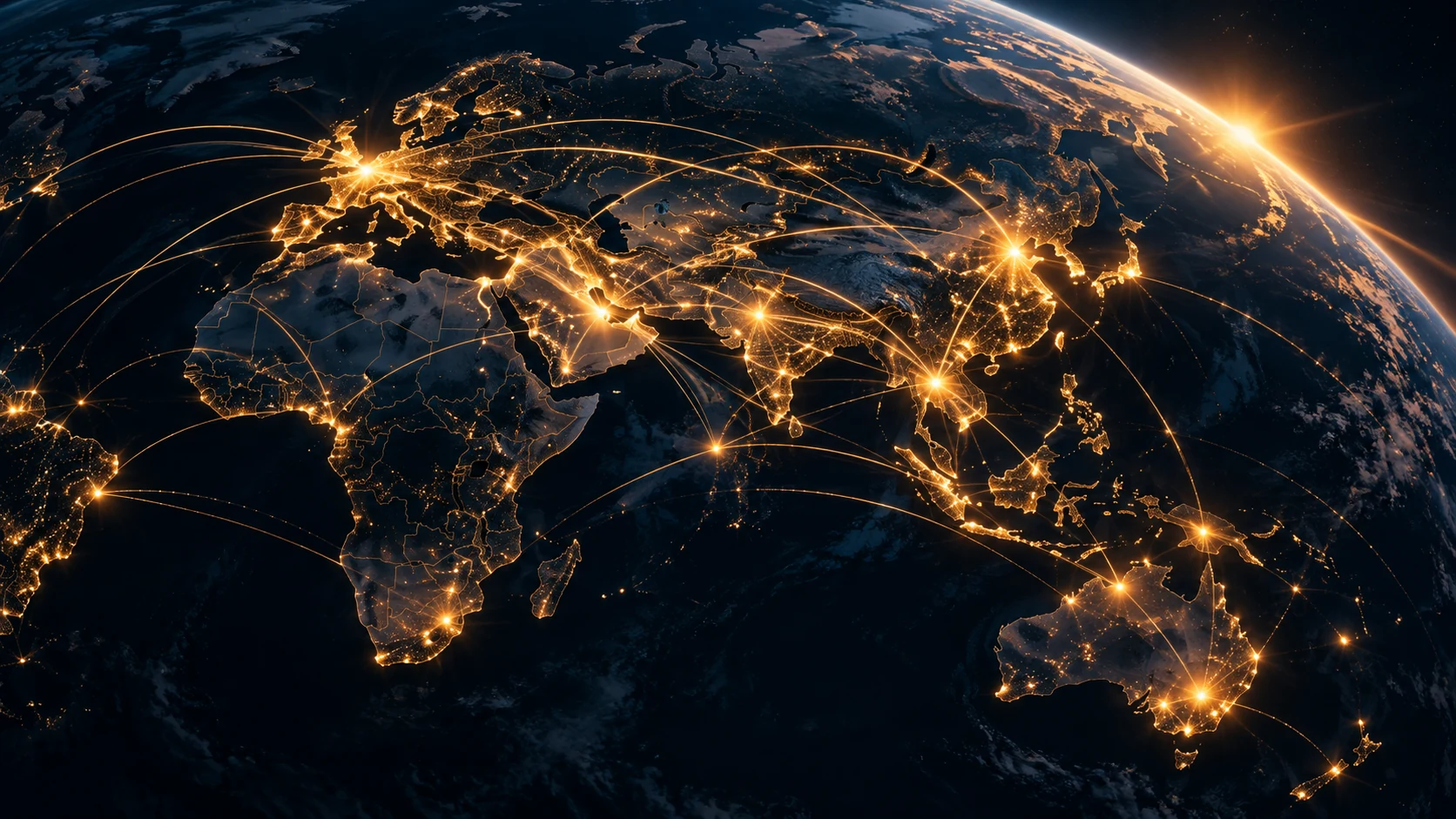 Illustrative global trade network map